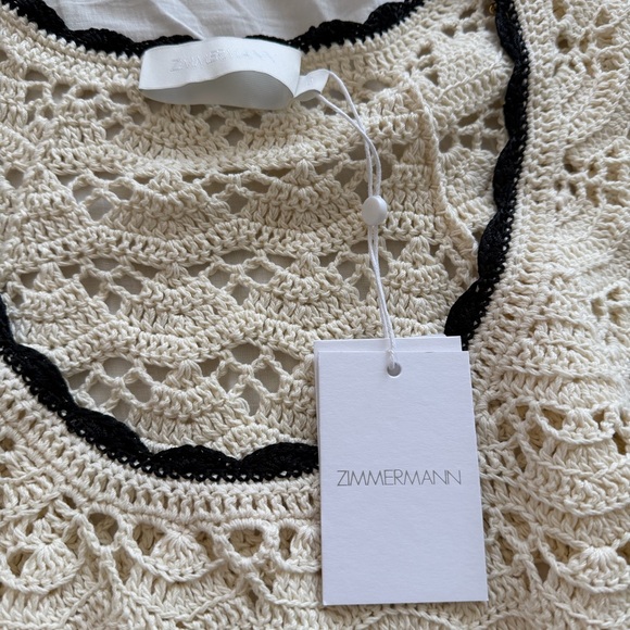 NWT Zimmermann Cream Crochet Dress with Black Trim - Picture 5 of 9